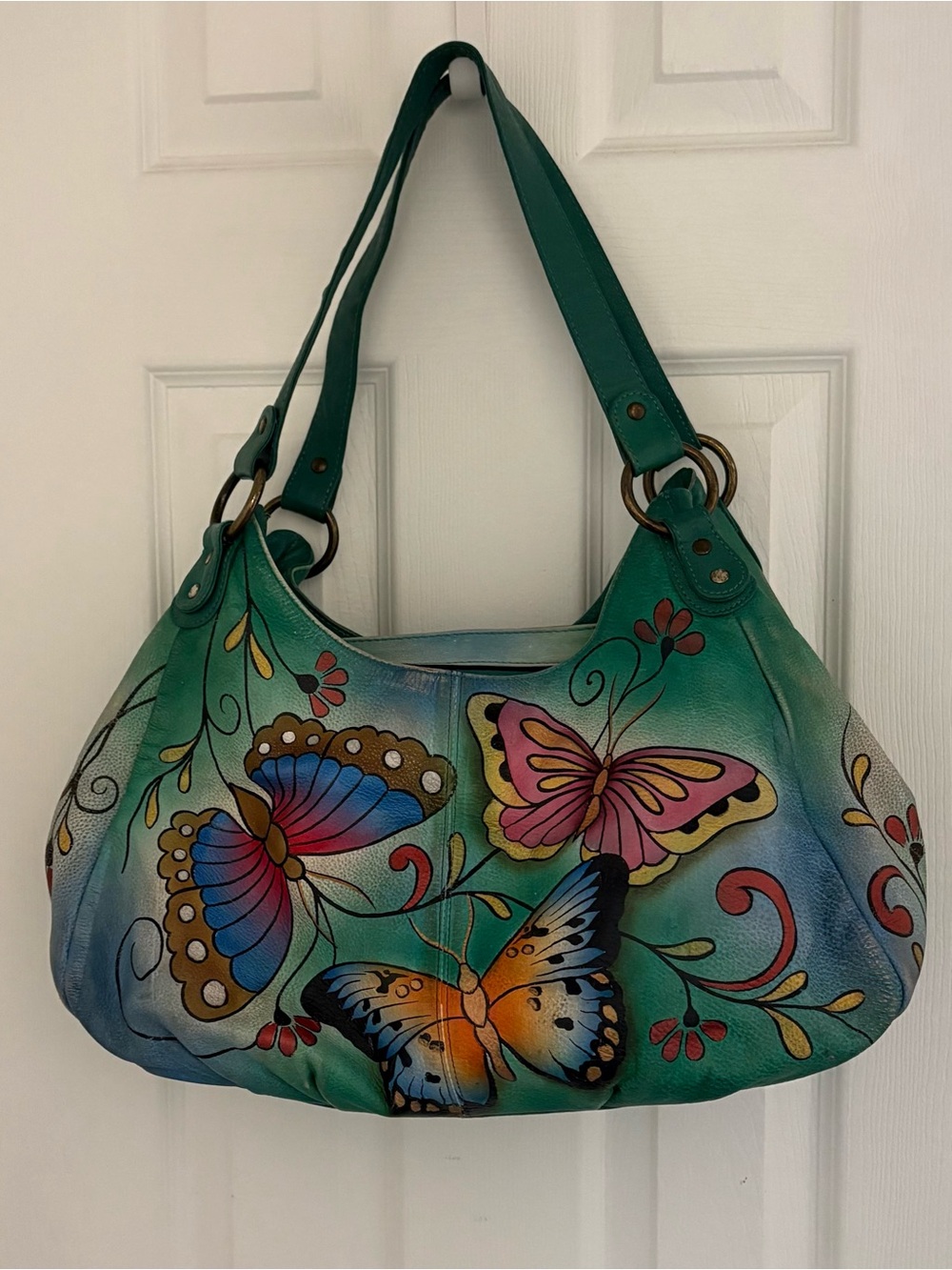 ANUSCHKA, Green Leather Butterfly Shoulder Bag